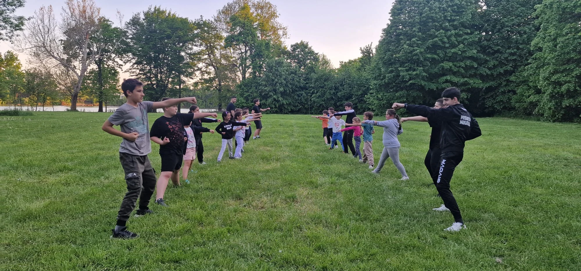 Pregătirea secției de arte marțiale în Parcul Mogoșoaia
